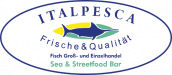 Logo für ITALPESCA, das einen blauen Fisch und den Schriftzug Frische & Qualität zeigt.