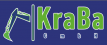 Firmenlogo von KraBa GmbH mit stilisierter Darstellung eines Baggerarms auf blauem Hintergrund