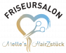 Logo eines Friseursalons mit einem stilisierten Herzen, das eine Schere umschließt.