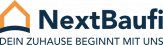 Logo des Unternehmens NextBaufi, bestehend aus einem stilisierten Haus-Icon und dem Text NextBaufi mit dem Slogan Dein Zuhause beginnt mit uns