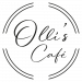 Ein Logo mit der Aufschrift Olli's Café in einer geschwungenen Handschrift, umgeben von konzentrischen Kreislinien.