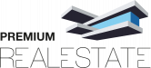 Logo mit dem Schriftzug Premium Real Estate und einer stilisierten architektonischen Grafik.