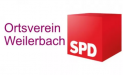 Das Logo des Ortsvereins Weilerbach, bestehend aus Text und dem roten Spd-Logo.